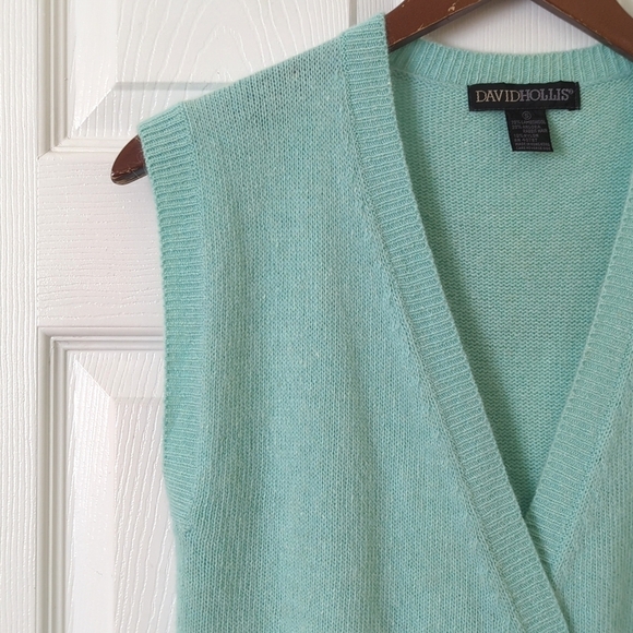 David Hollis 90's Vintage Lambswool & Angora Blend Buttoned Hem Sweater Vest S - Picture 3 of 8